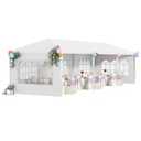 10x30 Outdoor Canopy Patio Tent Camping Gazebo Events with 5 Removable Walls for [Party] Wedding BBQ Cater, White 