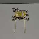 Glitter Happy Birthday 30th Cake Toppers Cheers to 30 Years Birthday, 30 Anniversary wood Cake Decorations Party Supplies(30th,Gold) (Yellow)