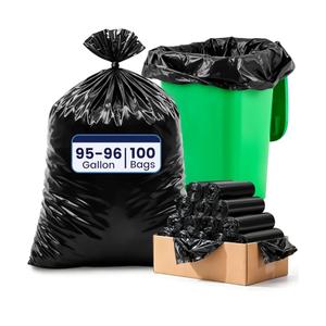 100 Count 95-96 Gallon Heavy Duty Trash Bags Extra Large Black Garbage Can Liners for Construction & Outdoor Trash Cans, 1.2 Mil Thick, 60'' x 71''