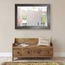 Wexford Home Black Rustic Mirror Rectangular Barnwood Framed Wall Mirror for Home Decor, Vertical or Horizontal Hanging, 41x29