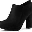 Allegra K Women's Platform Round Toe Chunky Heels Ankle Booties (9, Black)