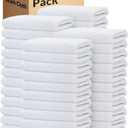GOLD TEXTILES 48 Pack Economy White Washcloths Set (12x12 inches) - Cotton Blend Commercial Grade Cleaning Rags, Quick Drying & Soft Face Cloths, Fingertip Towels for Bathroom, Spa, Gym, and Kitchen