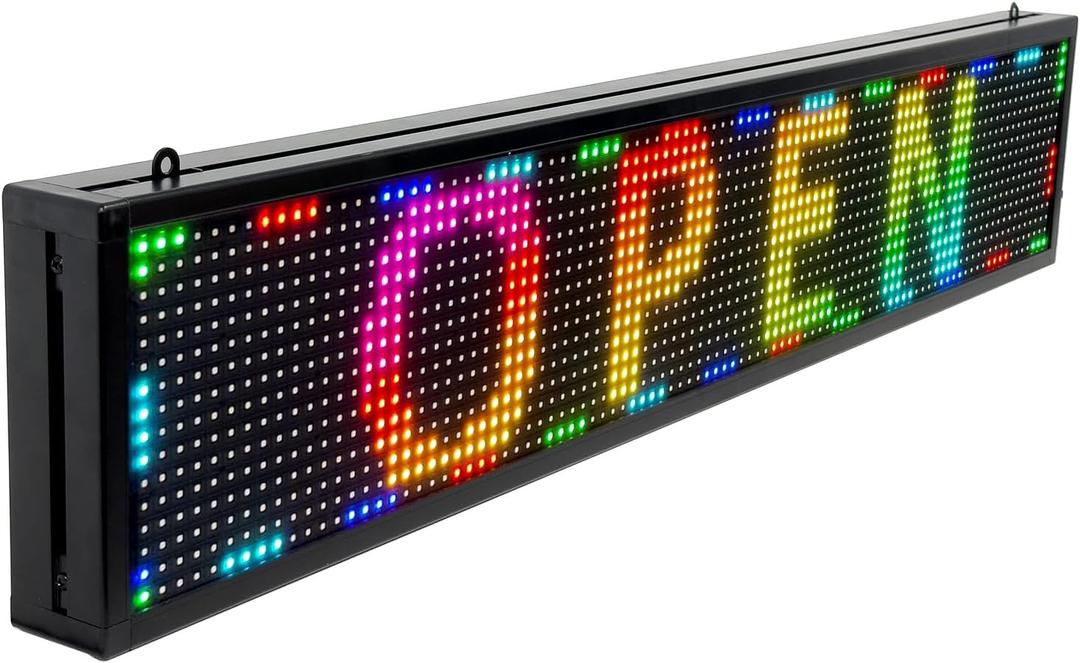 Scrolling LED Sign Programmable,USB Wifi Small Indoor Outdoor Digital Bar Sign Display Stock Customizable Electronic Message Board for Business Screen Panel(40"X8") (P10:39"x8")