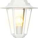 15" Dusk to Dawn Outdoor Post Light, Modern White Outdoor Lamp Post Light Fixture, Lamp Posts Exterior Lighting Pole Lantern for Outside Porch Garage Street, Waterproof Aluminum & Glass, 1 Pack, E26