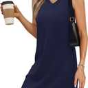 BKRIVE V-Neck Summer Casual Beach Dresses for Women 2026 Vacation Women's Sleeveless Sundress with Split,Medium