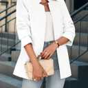 Cicy Bell Womens Casual Business Blazer Long Sleeve Open Front Notch Jacket (White, XL)