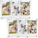 TWING Acrylic Fridge Magnetic Picture Frames 6 Pack, 2.4 x 3.5 in Magnet Photo Frames, Double Sided Photo Refrigerator Magnet Mini Frame for Fujifilm Instax, Polaroid Photos Holder with Cloth