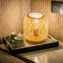 LeGravity Rattan Table Lamp,Small Woven Bedside Lamp,Hobo Wicker Wooden Nightstand Lamp for Bedroom Living Room Desk Kids Room