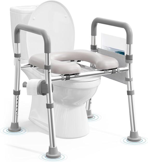 Heavy Duty Raised Toilet Seat with Handles for Senior, 400 lbs
Adjustable Height & Width, Aluminum Reinforced Frame, Padded Seat, Handicap Elevated Toilet Seat Riser, Fit Most Toilets