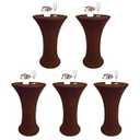 TC LUDUAN 5 Pack 24x43 Inch Brown Spandex Cocktail Table Cloth Fitted Round Bar Table Stretch Highboy Cocktail Table Covers for Banquet Outdoor Party Wedding Bar Round Bottom Brown
