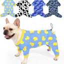 Bienbee Dog Pajamas, 4 Pack Dog Recovery Suit Shedding Suit Cute Soft Puppy Clothes Dogs Pjs Onesies Jammies Adjustable Breathable & Stretchy Clothes for Small Medium Large Dogs Girl Boy Puppy-L