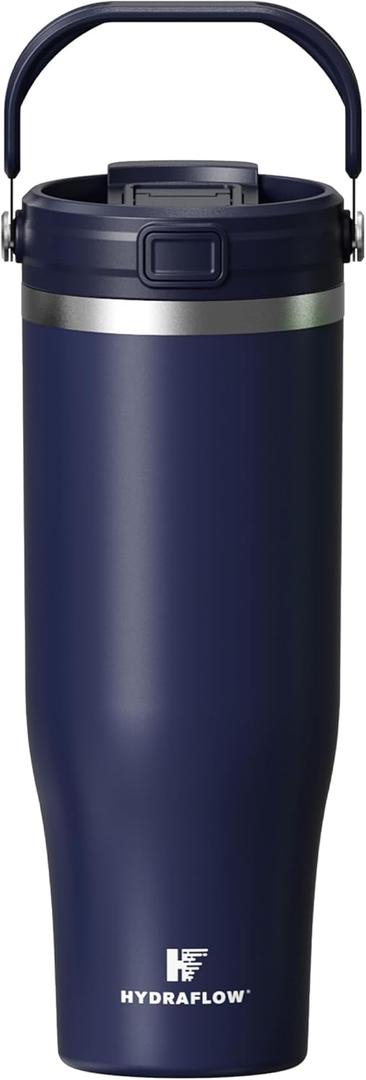 HYDRAFLOW 40 oz Travel Tumbler  Insulated, Stainless Steel, Leakproof, Ideal for Coffee, Tea, and Cold Drinks - Navy