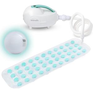 SereneLife Bubble Bath Mat  Portable Spa Mat with Adjustable Intensity, Waterproof LED Light, Pillow and Remote Control for Ultimate Relaxation, 47" x 14.2" (Teal)