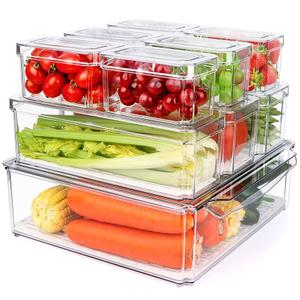 Refrigerator Pantry Organizer Bins, Stackable Fridge Organizer Bins with Lids, Clear Plastic Food Storage Bins for Kitchen, Countertops, Cabinets, Fridge, Drinks, Fruits, Vegetable, Cereals