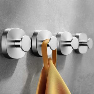 4 Pcs Suction Cup Hooks for Inside Shower, Stainless Steel Heavy Duty Towel Hook Shower Towel Holder for Bathroom, Kitchen, Glass Door, Mirror, Tile-Loofah, Towel, Coat, Bath Robe (Round, Silvery)