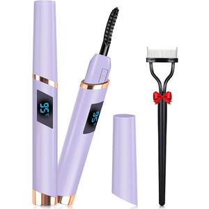 Heated Eyelash Curlers, Electric Eyelash Curlers, Rechargeable Lash Curler with Eyelash Comb for Makeup Natural Curling Eye Lashes and 24 Hours Long Lasting - Purple 2024 Updated Model B