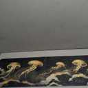 Golden Jellyfish Desk Mat Gaming Desk Pad Large Mouse Keyboard Pad Black and White Night Sky Wave Desktop Mat for Keyboard and Mouse Extra Large Full Desk Computer Pads Desk Decor 31.5" x 11.8"