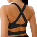 Sports Bras for Women Criss-Cross Back Padded Workout Tank Tops Medium Support Crop Tops for Women (XX-Large, Black)