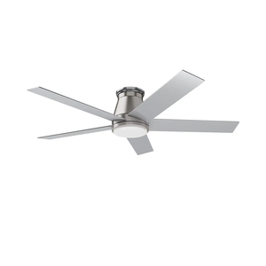 wurzee 52" Flush Mount Ceiling Fan Brushed Nickel Ceiling Fan 6 Speeds DC Reversible Motor, Timing, Dimmable, 5 Blades for Bedroom, Living, Dining Indoor Patio Porch Garage Shop