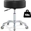Rolling Stool with Wheels Adjustable Height, Roller Stool for Massage Medical Tattoo Spa Heavy Duty Swivel Desk (Super Thick Cushion, Black)