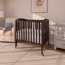 Dream On Me 2-in-1 Portable Mini Crib, Non-Full Size Baby Crib for Small Spaces, 2 Mattress Heights, Compact Travel Design, Includes Mattress, GREENGUARD Gold & BSA Certified, Chocolate Chip