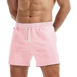 AIMPACT Mens Workout Sweat Shorts 5 Inch Cotton Casual Fitness Running Shorts with Pockets 2 Piece Grey And Pink XL