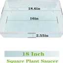NIMYAU Square Plant Saucer 18 Inch 2 Pack 10 14 16 18 20 Extra Large Plant Trays for Pots Heavy Duty Plastic Plant Saucers for Indoors Outdoors, Flower Pot No Holes Plant Drip Trays