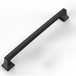 Amerdeco 9Pack Matte Black Cabinet Hardware - 7.5 Inch(192mm) Hole Center Kitchen Cabinet Handles for Bathroom and Dresser Pulls - ZH0010