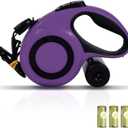 26 ft Heavy Duty Retractable Dog Leash, 360 Tangle Free Pet Walking Leash for Dogs with Anti-Slip Handle/Dispenser/Waste Bags, One-Hand Brake/Pause/Lock for Small/Medium/Large Dog or Cat(8M, Purple) (26 FOOT)