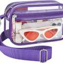 Bagenius Clear Bag for Stadium Events Clear Purse with Removable Strap Transparent Bag for Concert and Sport Events (Purple)