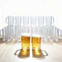 40 Pack Plastic Beer Mugs with Handles, 16 oz Clear Reusable Beer Steins Bulk for Party Bar Oktoberfest BBQ, Shatterproof Drinking Cups for Soda Juice Water
