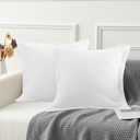 Premium Waffle Weave Euro Pillow Shams Set of 2 White 100% Organic Cotton White Waffle Weave Pillow Shams with Envelope Closure, Ultra Soft, Cozy & Decorative Pillow Cover, 24 x 24 inch