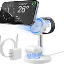 3 in 1 Wireless Charging Station Qi2 Mag-Safe Charger for Apple, 25W Fast Wireless Charger Stand for iPhone 16/15/14/13/12, Watch Fast Charger, Magnetic Charger for AirPods