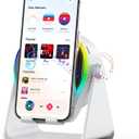 Wireless Induction Speaker, 4 in 1 Bluetooth Speaker Phone Stand with RGB Light, 360 Rotation Phone Holder Compatible with iPhone Android iPad Samsung Galaxy, Birthday Gift for Men Women (White)