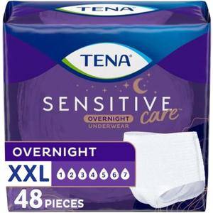 TENA Sensitive Care Overnight Incontinence Underwear for Women, Adult diapers, XX-Large (Waist Sizes 47in66in), Better Fit, 48 Count (4 packs of 12)