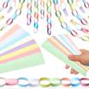 Nezyo 240 Sheets Paper Chain Strips Construction Bright Paper Strips About 46 Feet in Total Length 1 x 8 Inch with 1 Roll Double Sided Tape for Crafting DIY Home Party Decoration(Macaron Colors)