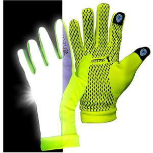 ReflecToes Reflective Winter Running Gloves - Touch Screen Compatible Warm Gloves -Thermal Fleece - Cold Weather Hi Vis Safety for Night Runs (Medium, Yellow)