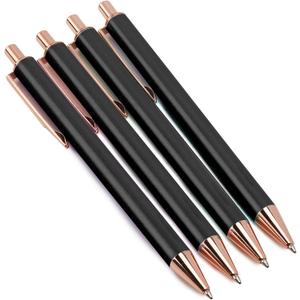4 x Sooez Luxury Ballpoint Pens 1.0mm, 4Pcs Stylish Ballpoint Pens Cute Fancy Pens Gifts,Teacher Deals, Stainless Steel Metal Pen Retractable,office Supplies, School Supplies, Classroom Prizes (Black)