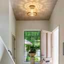 Zlepmlla Glass Ceiling Light, Black Semi Flush Mount with Hammered Glass Shade, Farmhouse Light Fixture for Hallway, Bathroom, Entryway, Kitchen,Living Room