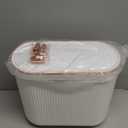 Supteron Bathroom Trash Can with Lid 3.2 Gallon Narrow Trash Can Small Plastic Trash Bin 12 Liter Rectangular Plastic Garbage Can with Press Type Lid for Bedroom Bathroom Milk White