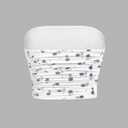 Girl's Ruched Strapless Tube Top Sleeveless Cropped Bandeau Basic Summer Cute Tops for Girls (White Blue)