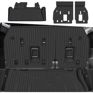 Cargo Mat Compatible with Toyota Sienna 2021-2025 7&8 Seat Trunk Mat & Backrest Liner TPE Cargo Liner 3rd Row Back Seat Cover Replacement for 2021 2022 2023 2024 2025 Toyota Sienna Accessories