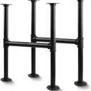 MUZIK 30 Inch Industrial Table Legs, 2 Pack Grey Steel Metal Pipes Vintage Furniture Legs, for Coffee and End Table Legs, 30 in H x 14 in W