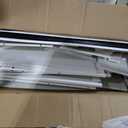 YITAHOME Executive Desk with Hutch and Drawers, Farmhouse Computer Desk with Power Outlet & LED Lights, Home Office Desks with Storage Shelves, Storage Cabinet with Glass Door, White & Black