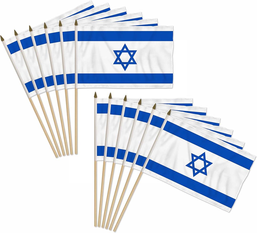 Israel 12x18in Stick Flag - 1 dozen pack