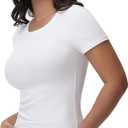 Womens T Shirts Basic Short Sleeve Crew Neck Slim Fit Tees Summer Workout Casual Bodycon Tops 2025 (White, XS)
