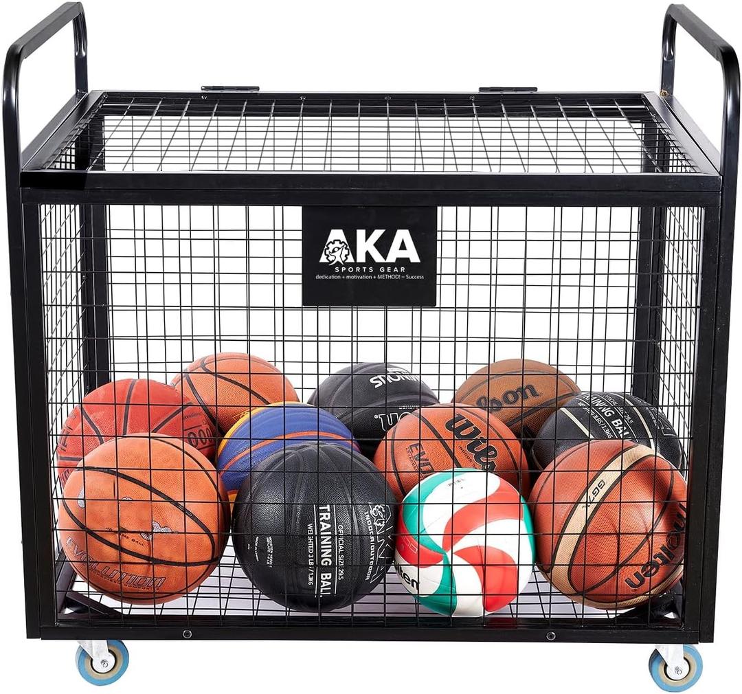 AKA Sports Ball Equpment Cart | Ball Storage for Soccer, Volleyball, Football | Ball Organizer | Ball Rack with Wheels