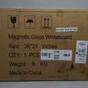 Magnetic Glass Dry Erase Whiteboard, 36 x 24 Inches Frameless Glass White Board Wall Mounted for Office, Classroom, and Home, (3' x 2')