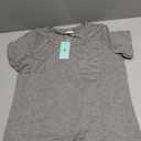 WIHOLL Women Summer T Shirts Short Sleeve Rounded V Neck Pocket Tee Tops M Gray