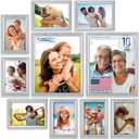 Icona Bay 10pc Table Top Picture Frame Set (No Wall Hook) Two - 8x10, Four - 5x7, Four - 4x6, Silver